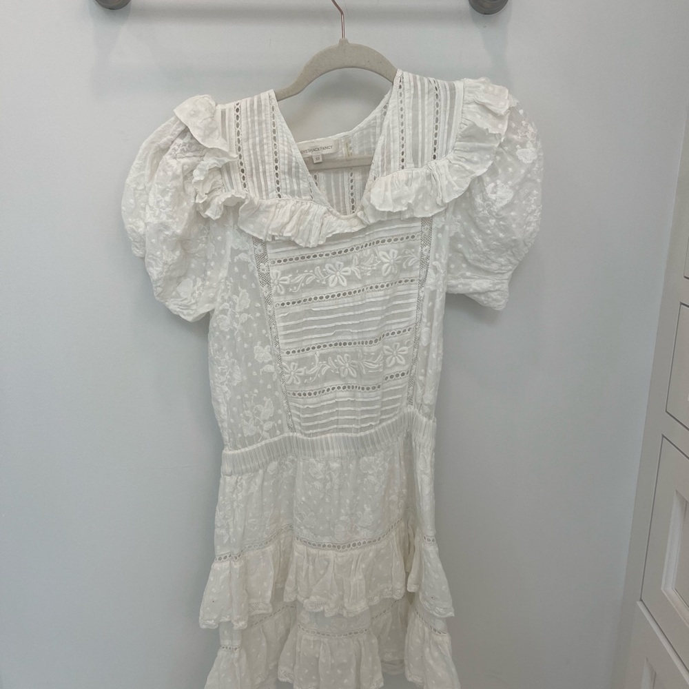 Loveshackfancy White Lace Ruffle Dress
